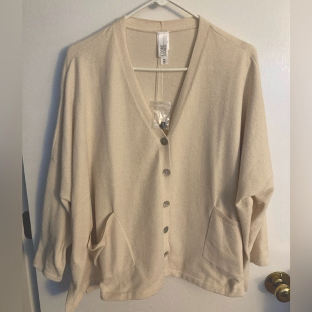 Wynne Lounge, P/L Ivory Button Down, Women's Oversized Sweater